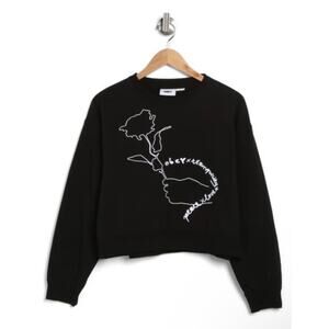 OBEY Aubrey Embroidered Crewneck Pullover In Black, size small